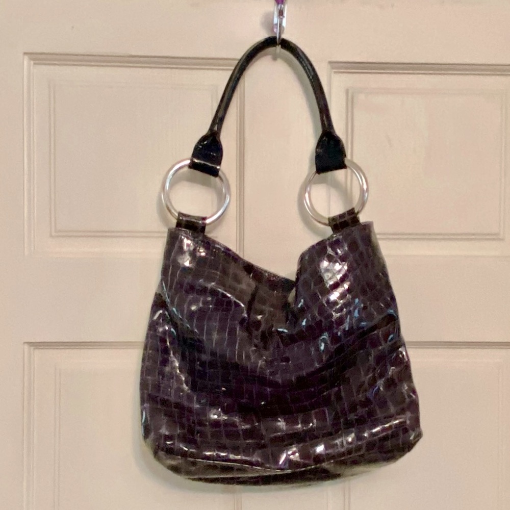 Great patent croc embossed navy handbag❤️
